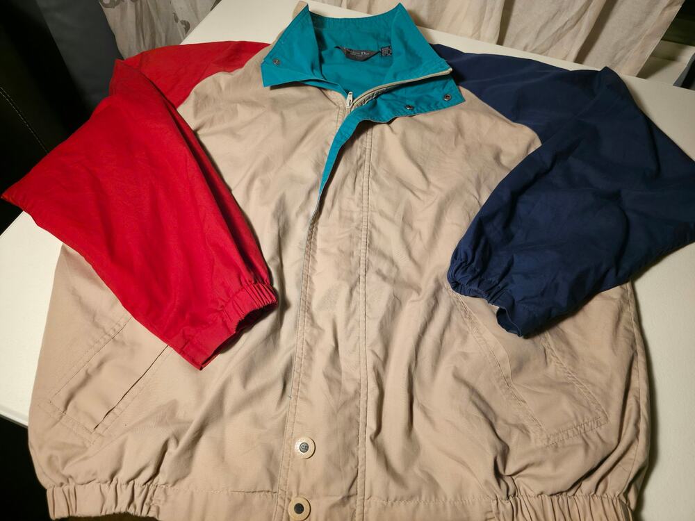 Vintage Christian Dior Monsieur Windbreaker Men’s Large Colorblock Jacket 90s